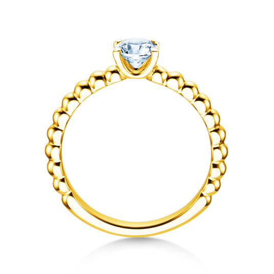 Anello di Fidanzamento Classic Beads in 9K oro giallo con diamante 0,50ct