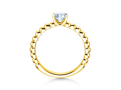 Anello di Fidanzamento Classic Beads in 18K oro giallo con diamante 0,60ct H/SI