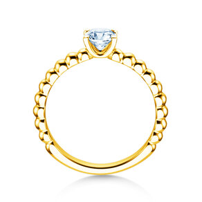 Anello di Fidanzamento Classic Beads in 18K oro giallo con diamante 0,60ct H/SI