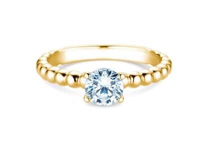 Anello di Fidanzamento Classic Beads in 18K oro giallo con diamante 0,75ct G/SI