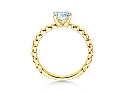 Anello di Fidanzamento Classic Beads in 18K oro giallo con diamante 0,75ct G/SI