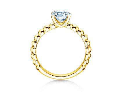 Anello di Fidanzamento Classic Beads in 14K oro giallo con diamante 1,00ct G/SI