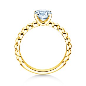 Anello di Fidanzamento Classic Beads in 14K oro giallo con diamante 1,00ct G/SI