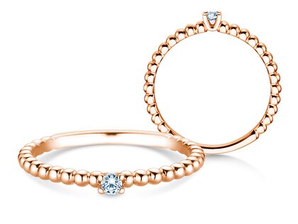Anello di Fidanzamento Classic Beads in 14K oro rosa con diamante 0,05ct G/SI