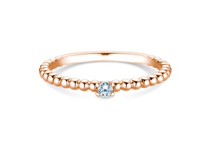 Anello di Fidanzamento Classic Beads in 14K oro rosa con diamante 0,05ct G/SI