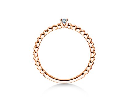 Anello di Fidanzamento Classic Beads in 14K oro rosa con diamante 0,05ct G/SI