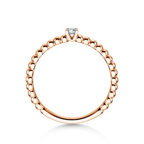 Anello di Fidanzamento Classic Beads in 14K oro rosa con diamante 0,05ct G/SI