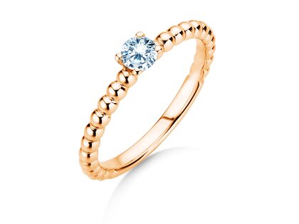 Anello di Fidanzamento Classic Beads in 14K oro rosa con diamante 0,05ct G/SI