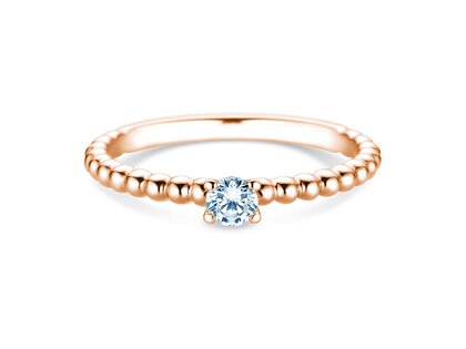 Anello di Fidanzamento Classic Beads in 14K oro rosa con diamante 0,15ct G/SI