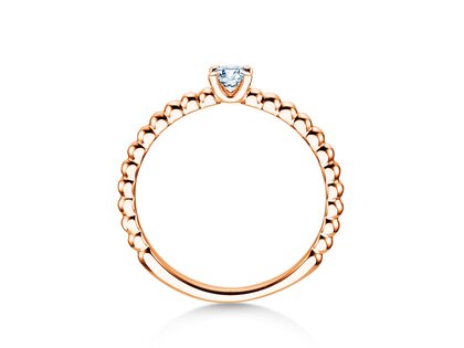Anello di Fidanzamento Classic Beads in 14K oro rosa con diamante 0,15ct G/SI