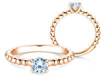 Anello di Fidanzamento Classic Beads in 18K oro rosa con diamante 0,60ct G/SI