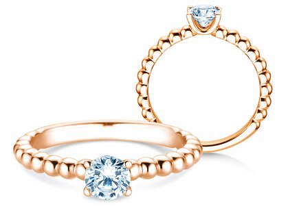 Anello di Fidanzamento Classic Beads in 14K oro rosa con diamante 0,50ct H/SI