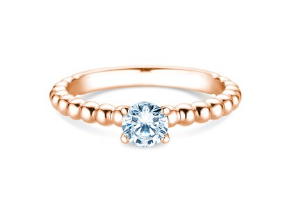 Anello di Fidanzamento Classic Beads in 14K oro rosa con diamante 0,50ct H/SI