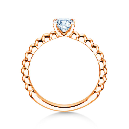 Anello di Fidanzamento Classic Beads in 9K oro rosa con diamante 0,50ct