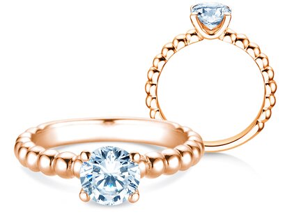 Anello di Fidanzamento Classic Beads in 14K oro rosa con diamante 1,00ct G/SI