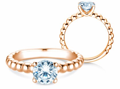 Anello di Fidanzamento Classic Beads in 14K oro rosa con diamante 1,00ct G/SI