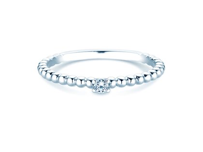 Anello di Fidanzamento Classic Beads in argento 925/- con diamante 0,05ct G/SI