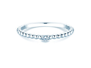 Anello di Fidanzamento Classic Beads in argento 925/- con diamante 0,05ct G/SI