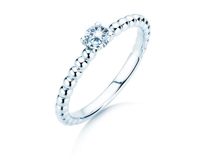 Anello di Fidanzamento Classic Beads in argento 925/- con diamante 0,05ct G/SI