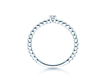 Anello di Fidanzamento Classic Beads in argento 925/- con diamante 0,05ct G/SI