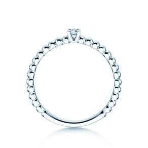 Anello di Fidanzamento Classic Beads in argento 925/- con diamante 0,05ct G/SI