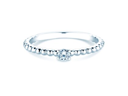 Anello di Fidanzamento Classic Beads in argento 925/- con diamante 0,10ct H/SI