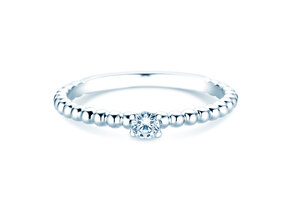Anello di Fidanzamento Classic Beads in argento 925/- con diamante 0,10ct H/SI