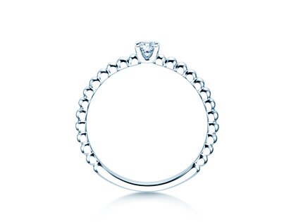 Anello di Fidanzamento Classic Beads in argento 925/- con diamante 0,10ct H/SI