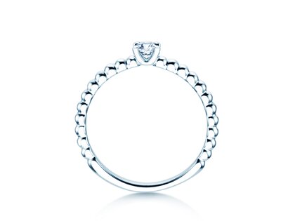 Anello di Fidanzamento Classic Beads in 14K oro bianco con diamante 0,15ct G/SI