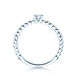 Anello di Fidanzamento Classic Beads in 14K oro bianco con diamante 0,15ct G/SI