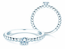 Anello di Fidanzamento Classic Beads in platino 950/- con diamante 0,25ct G/SI