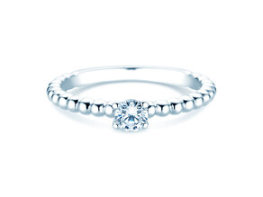 Anello di Fidanzamento Classic Beads in 9K oro bianco con diamante 0,25ct H/SI