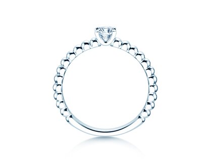 Anello di Fidanzamento Classic Beads in 9K oro bianco con diamante 0,25ct H/SI