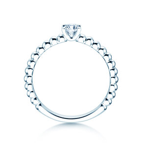 Anello di Fidanzamento Classic Beads in 9K oro bianco con diamante 0,25ct H/SI