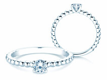 Anello di Fidanzamento Classic Beads in 14K oro bianco con diamante 0,30ct G/SI