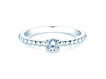 Anello di Fidanzamento Classic Beads in 9K oro bianco con diamante 0,30ct H/SI