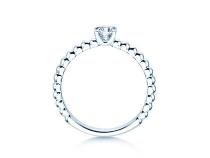 Anello di Fidanzamento Classic Beads in 9K oro bianco con diamante 0,30ct H/SI
