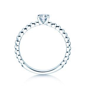 Anello di Fidanzamento Classic Beads in 9K oro bianco con diamante 0,30ct H/SI