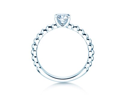 Anello di Fidanzamento Classic Beads in 9K oro bianco con diamante 0,50ct G/SI