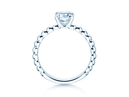 Anello di Fidanzamento Classic Beads in 14K oro bianco con diamante 0,75ct G/SI