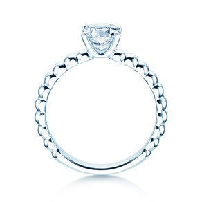 Anello di Fidanzamento Classic Beads in 14K oro bianco con diamante 0,75ct G/SI