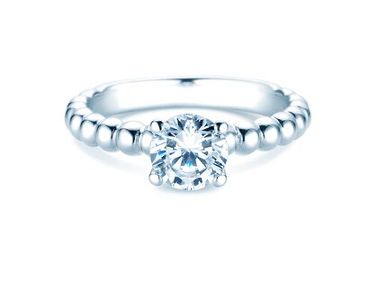 Anello di Fidanzamento Classic Beads in 18K oro bianco con diamante 2,00ct H/SI
