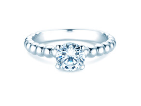 Anello di Fidanzamento Classic Beads in 18K oro bianco con diamante 2,00ct H/SI