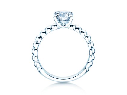 Anello di Fidanzamento Classic Beads in 18K oro bianco con diamante 2,00ct H/SI