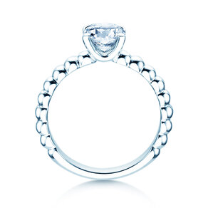 Anello di Fidanzamento Classic Beads in 18K oro bianco con diamante 2,00ct H/SI
