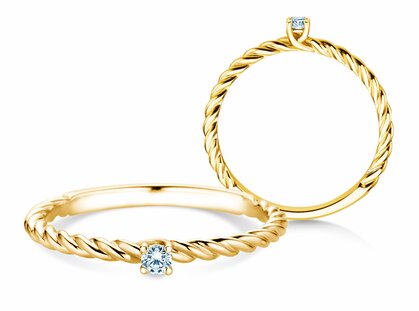 Anello di Fidanzamento Classic Loop in 14K oro giallo con diamante 0,05ct G/SI