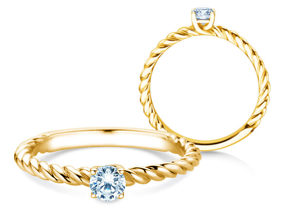 Anello di Fidanzamento Classic Loop in 14K oro giallo con diamante 0,25ct G/SI