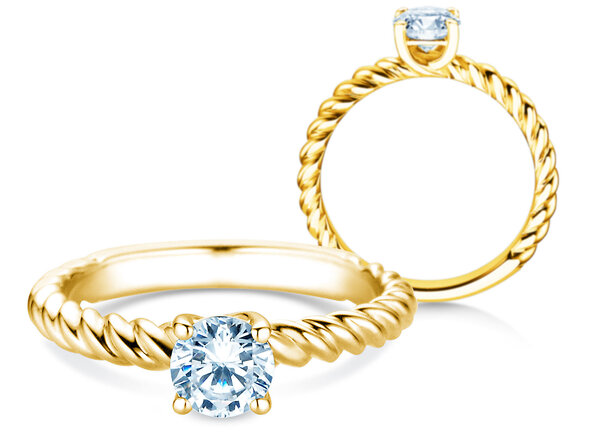 Anello di Fidanzamento Classic Loop in 14K oro giallo con diamante 0,75ct G/SI