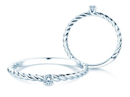 Anello di Fidanzamento Classic Loop in argento 925/- con diamante 0,05ct H/SI