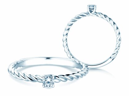 Anello di Fidanzamento Classic Loop in argento 925/- con diamante 0,10ct G/SI